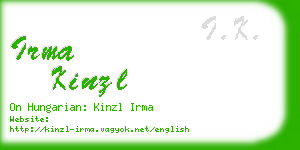 irma kinzl business card